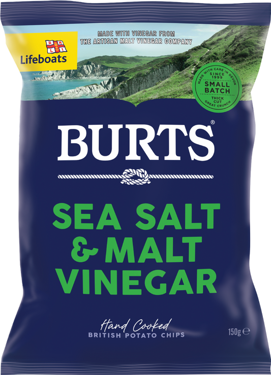 Burts Snacks Potato Chips - Sea Salt & Malt Vinegar 150G