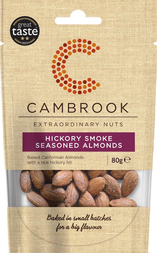 Cambrook Hickory Smoke Seasoned Almonds 80G