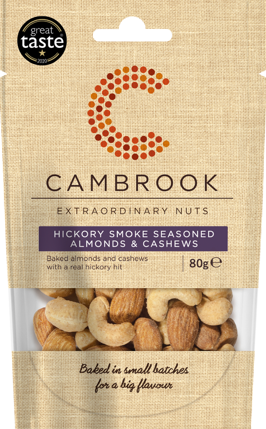 Cambrook Hickory Smoke Seasoned Almonds & Cashews 80G