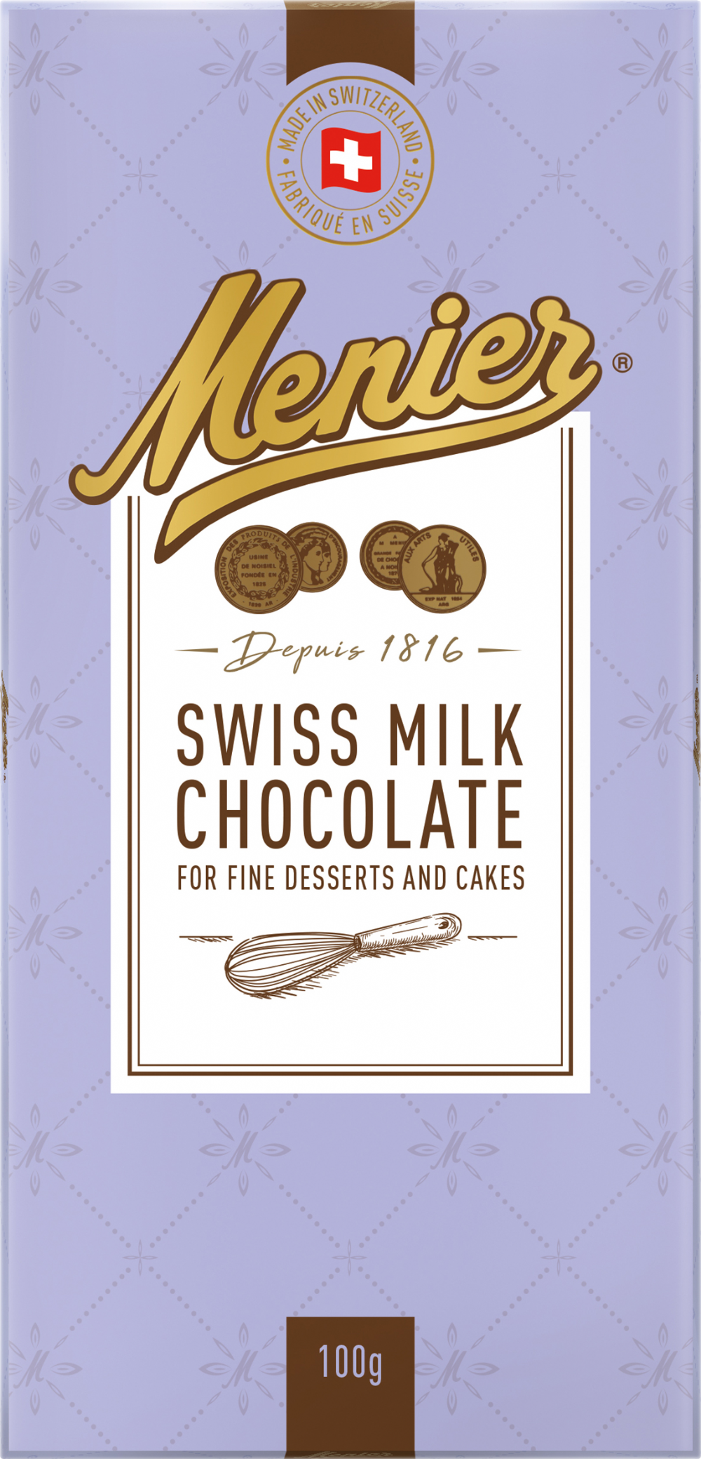 Menier Swiss Milk Chocolate For Fine Desserts And Cakes 100G