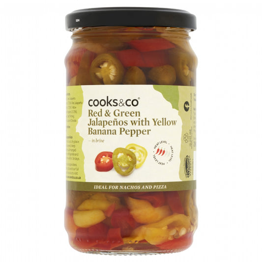 Cooks & Co. Red & Green Jalapeños With Yellow Banana Pepper 290G