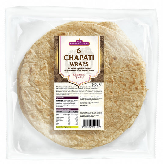 The Curry Sauce Co. 6 Chapati Wraps 345G