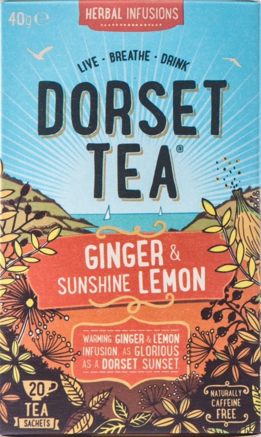 Dorset Tea Herbal Infusions - Ginger & Sunshine Lemon 20 Sachets 40G