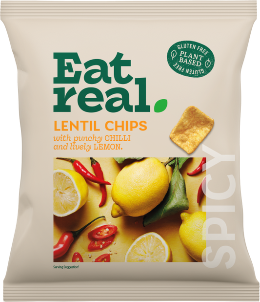 Eat Real Lentil Chips - Punchy Chilli & Lively Lemon 40g