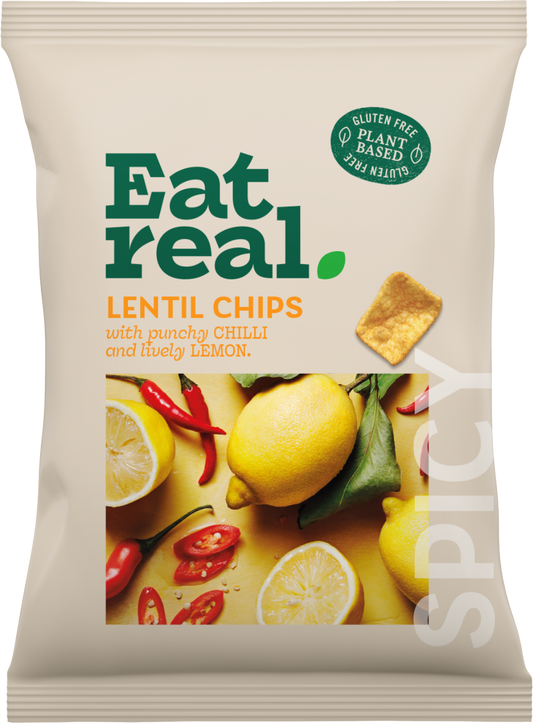 Eat Real Lentil Chips - Punchy Chilli & Lively Lemon 95g