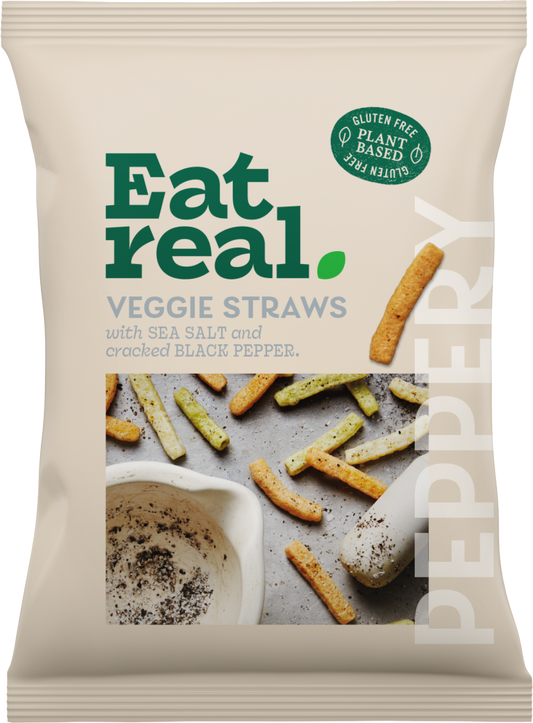 Eat Real Veggie Straws - Sea Salt & Cracked Black Pepper 110g