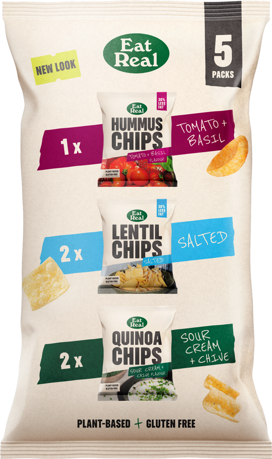 Eat Real Hummus, Lentil & Quinoa Chips Multipack (2X18G,2X20G,1X22G)