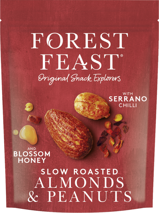 Forest Feast Slow Roasted Almonds & Peanuts - Serrano Chilli & Blossom Honey 120G