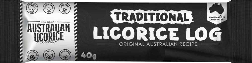 The Great Australian Licorice Company Traditional Licorice Log 40G