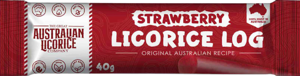The Great Australian Licorice Company Strawberry Log, 40g