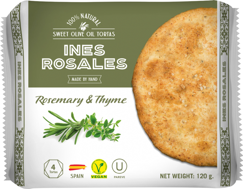 Ines Rosales Savoury Olive Oil Tortas With Rosemary & Thyme 120G