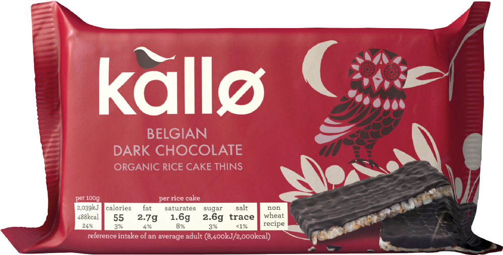 Kallo Belgian Dark Chocolate Rice Cake Thins 90G
