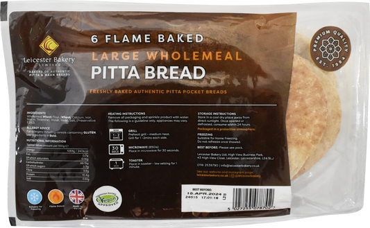 Leicester Bakery 6 Wholemeal Pitta Breads