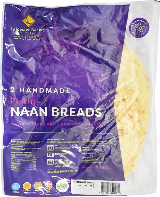 Leicester Bakery 2 Handmade Plain Naan Breads