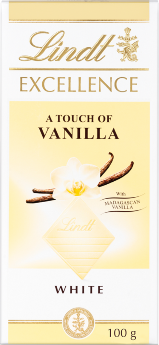 Lindt Excellence White Touch Of Vanilla Bar 100G
