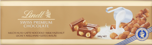 Lindt Milk & Hazelnut Gold Bar 300G