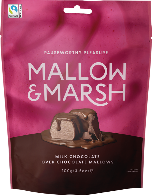 Mallow & Marsh Chocolate Marshmallows Coated In Milk Chocolate - Bag 100G