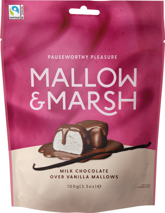 Mallow & Marsh Vanilla Marshmallows Coated In Milk Chocolate - Bag 100G