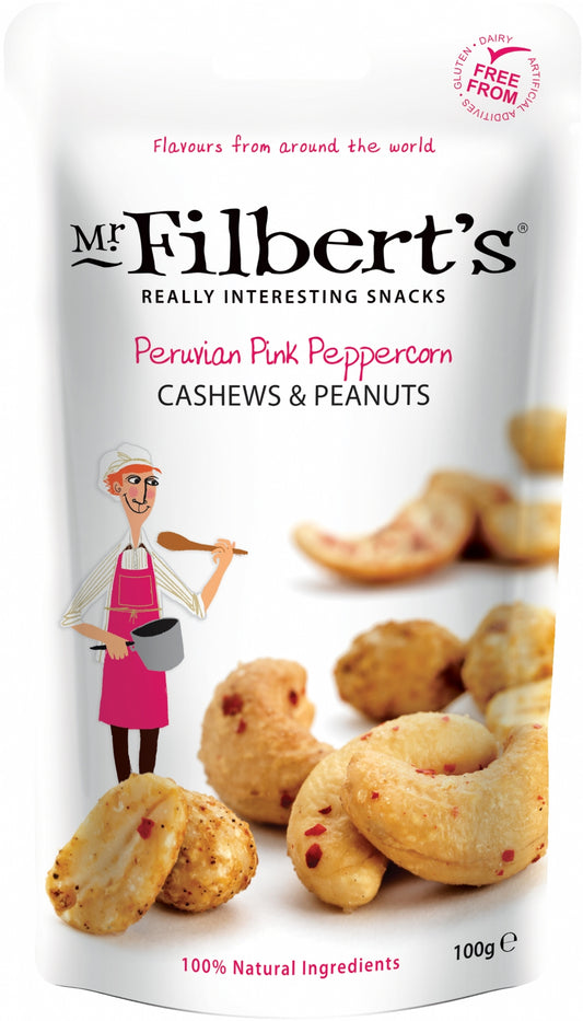 Mr Filbert's Peruvian Pink Peppercorn Cashews & Peanuts 100G