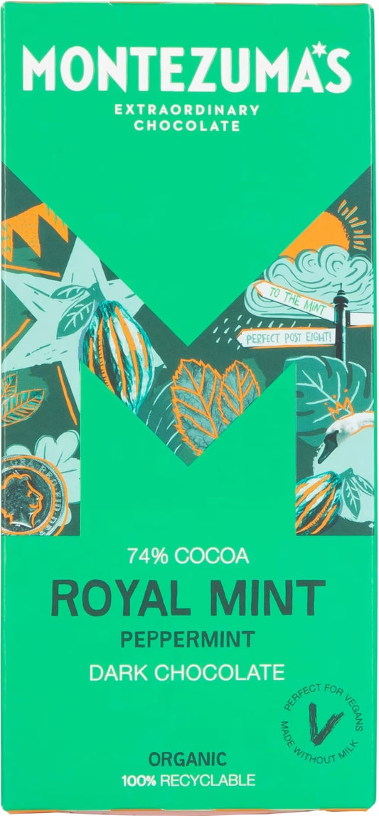 Montezuma's Royal Mint Organic Peppermint Dark Chocolate Bar 90g