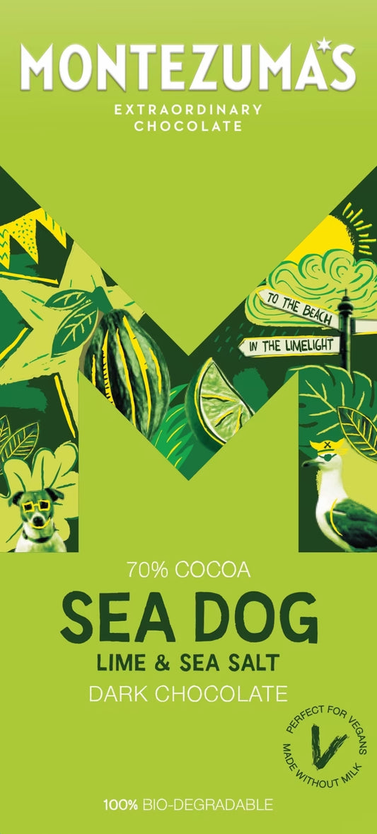 Montezuma's Sea Dog Lime & Sea Salt Dark Chocolate 90g