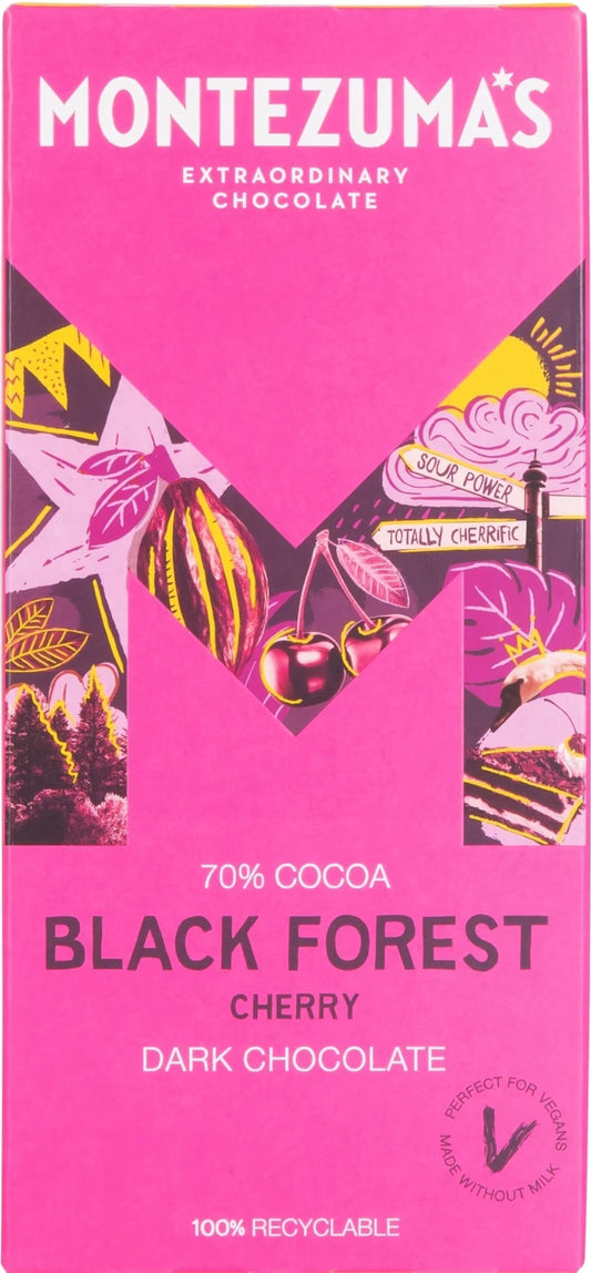 Montezuma's Black Forest Cherry Dark Chocolate Bar 90g
