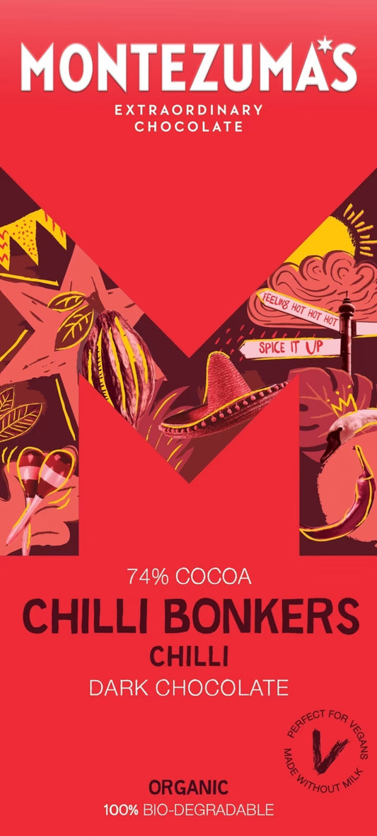 Montezuma's Chilli Bonkers Organic Chilli Dark Chocolate Bar 90g
