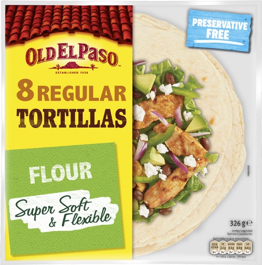 Old El Paso 8 Super Soft Flour Tortillas 326G