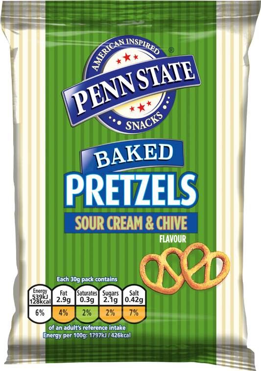 Penn State Sour Cream & Chive Pretzels 30G - Box of 33