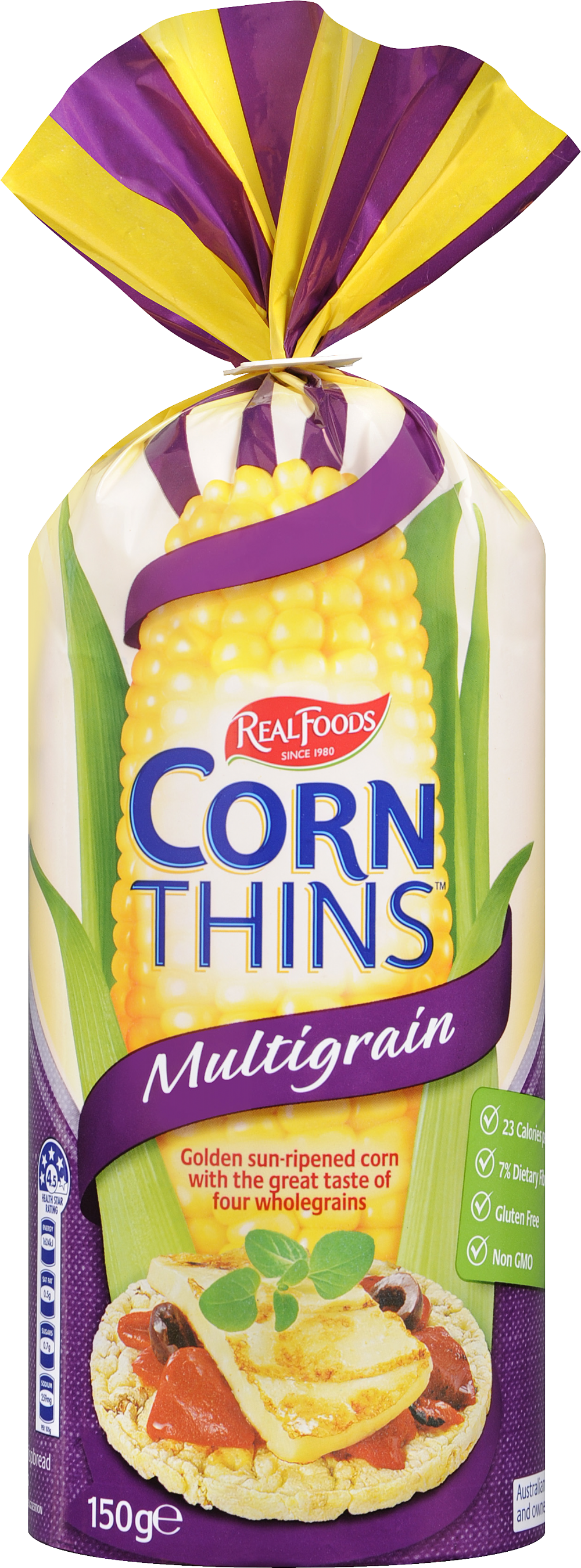 Real Foods Corn Thins - Multigrain 150G