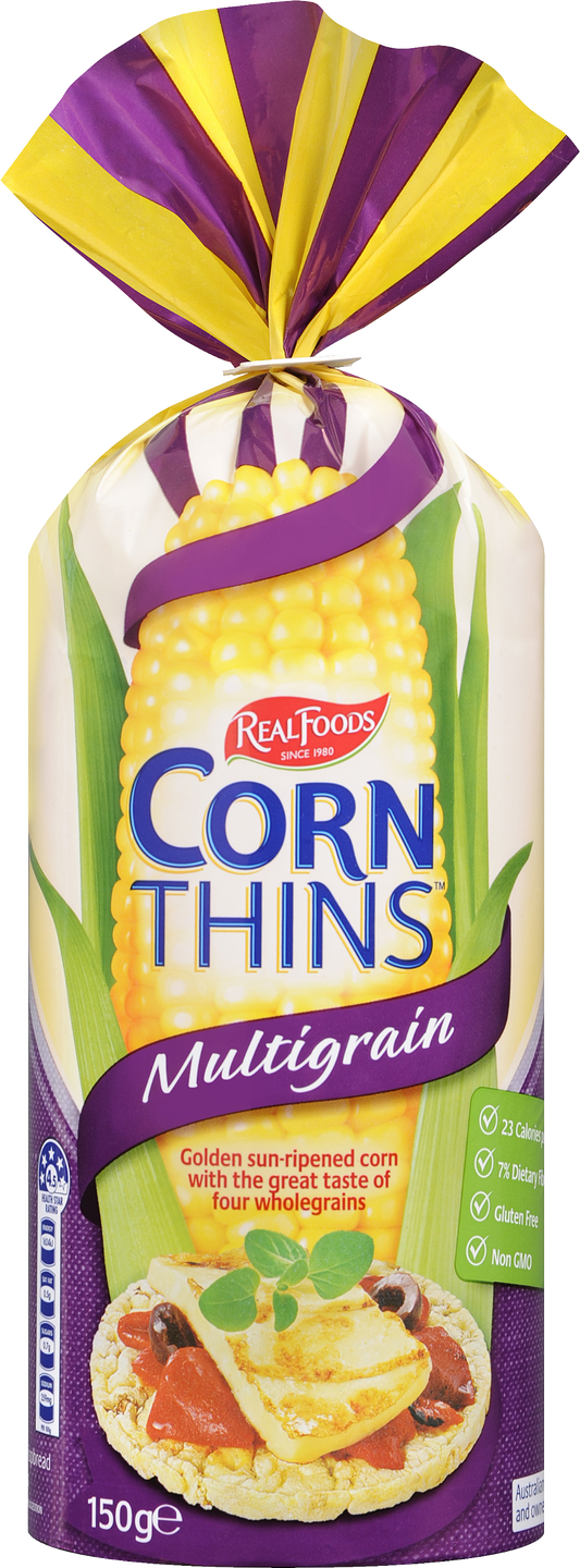 Real Foods Corn Thins - Multigrain 150G