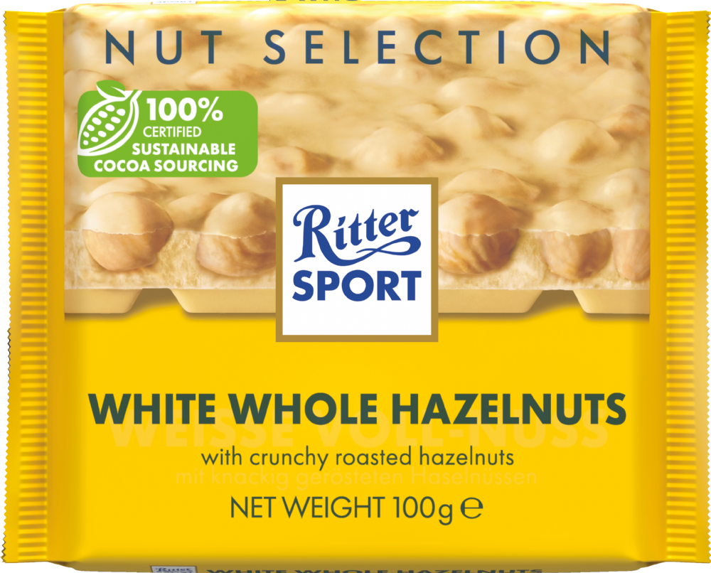 Ritter Sport Whole Hazelnuts White Chocolate 100G