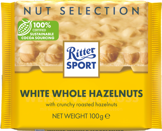 Ritter Sport Whole Hazelnuts White Chocolate 100G