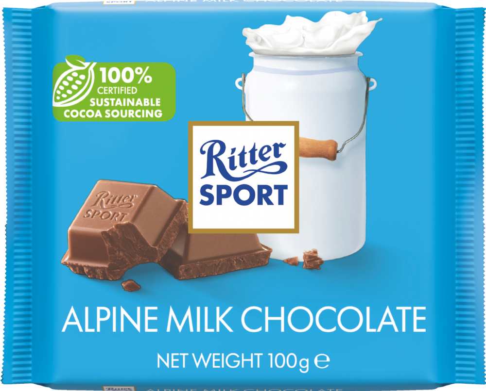 Ritter Sport Alpine Milk Chocolate, 100g