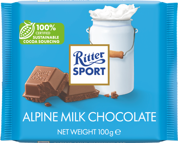 Ritter Sport Alpine Milk Chocolate, 100g