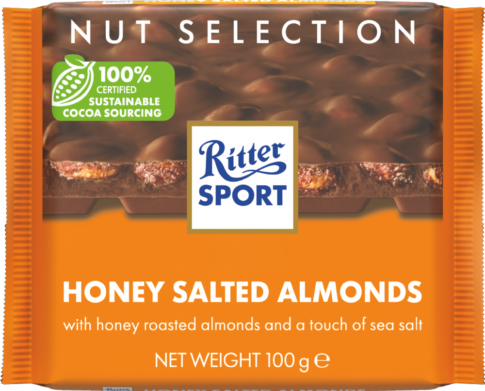 Ritter Sport Honey Salted Almonds Milk Chocolate, 100g