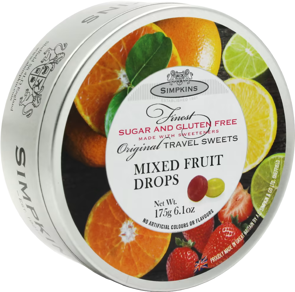 Simpkins Sugar Free Tropical Fruit Drops Travel Sweets, 175g