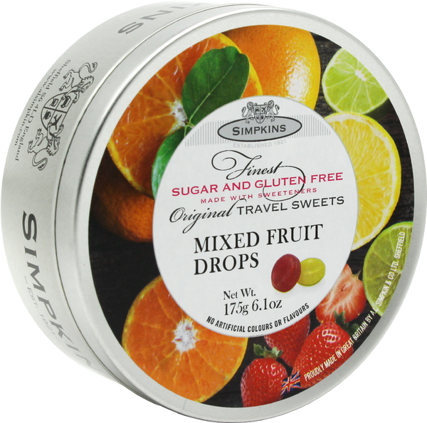 Simpkins Sugar Free Mixed Fruit Drops Travel Sweets, 175g