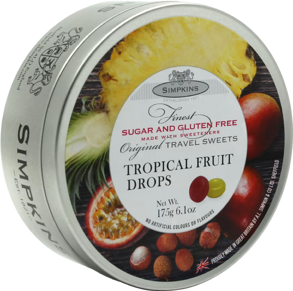 Simpkins Travel Sweets - Sugar Free Tropical Fruit Drops, 3x150g