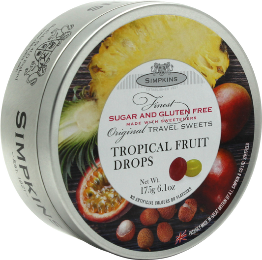 Simpkins Travel Sweets - Sugar Free Tropical Fruit Drops 175G