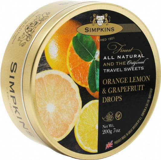 Simpkins Travel Sweets - Orange, Lemon & Grapefruit 200G
