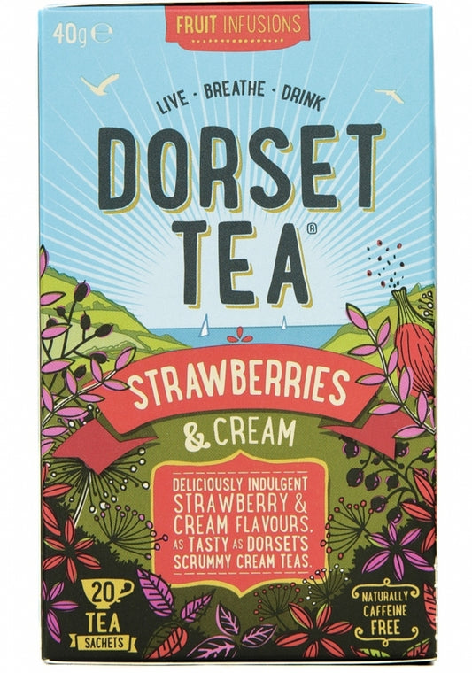 Dorset Tea Fruit Infusions - Strawberries & Cream 20 Sachets 40G