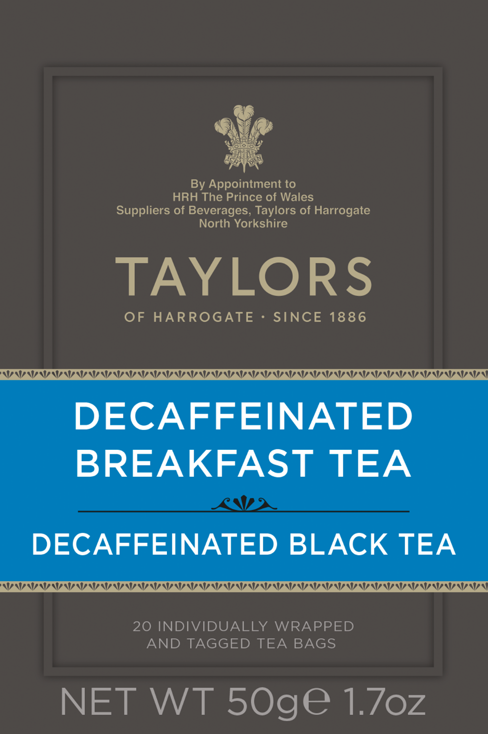 Taylors Of Harrogate Decaffeinated Breakfast Tea - 20 Teabags 50G