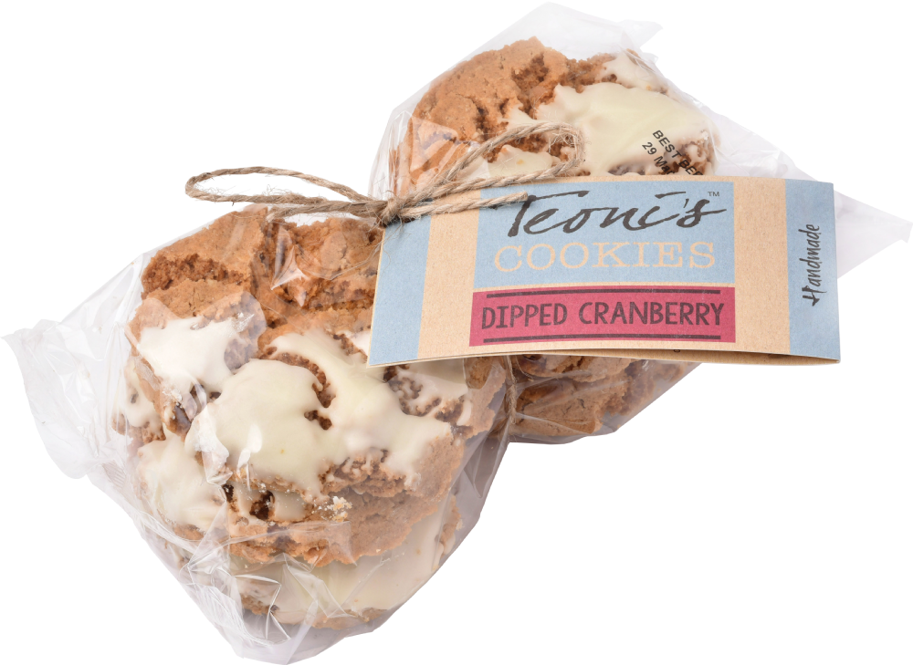 Teoni's White Choc Dipped Cranberry Oat Crunch Cookies 300G
