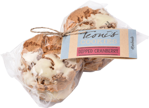 Teoni's White Choc Dipped Cranberry Oat Crunch Cookies, 300g