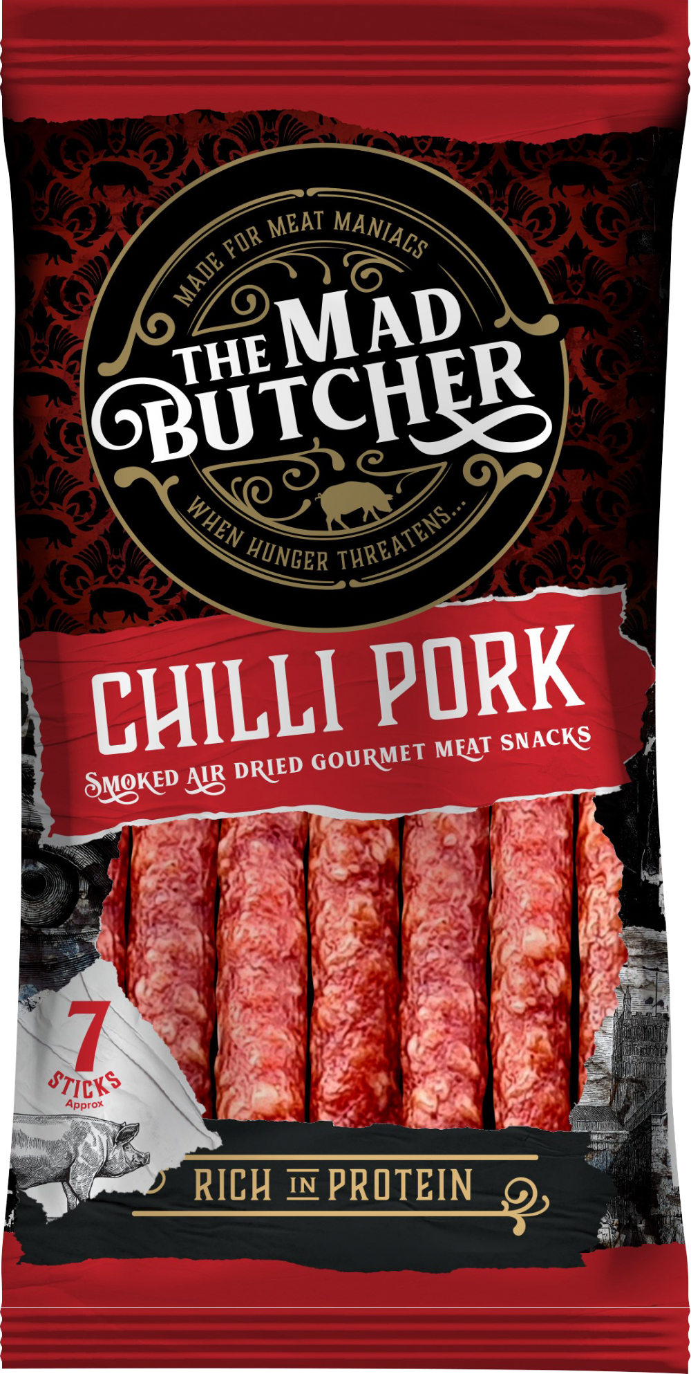 The Mad Butcher Chilli Pork Salami Snack 70G