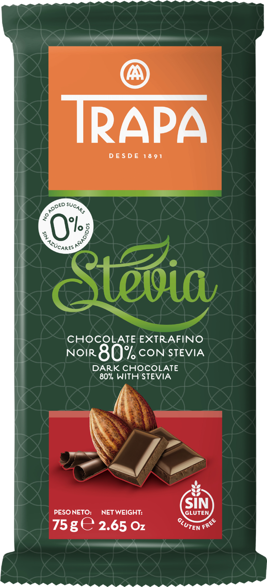 Trapa Dark Chocolate 80% With Stevia 75G