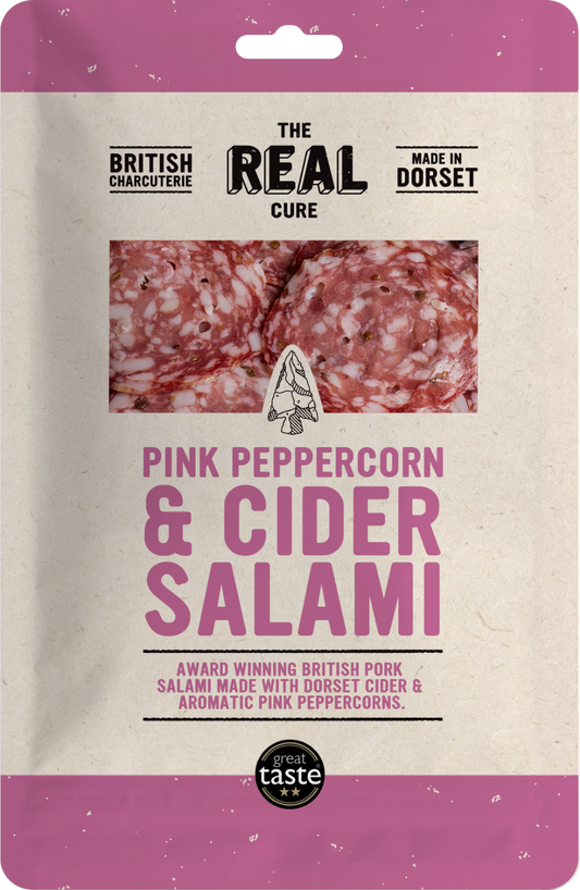 The Real Cure Pink Peppercorn & Cider Salami - Sliced 55G