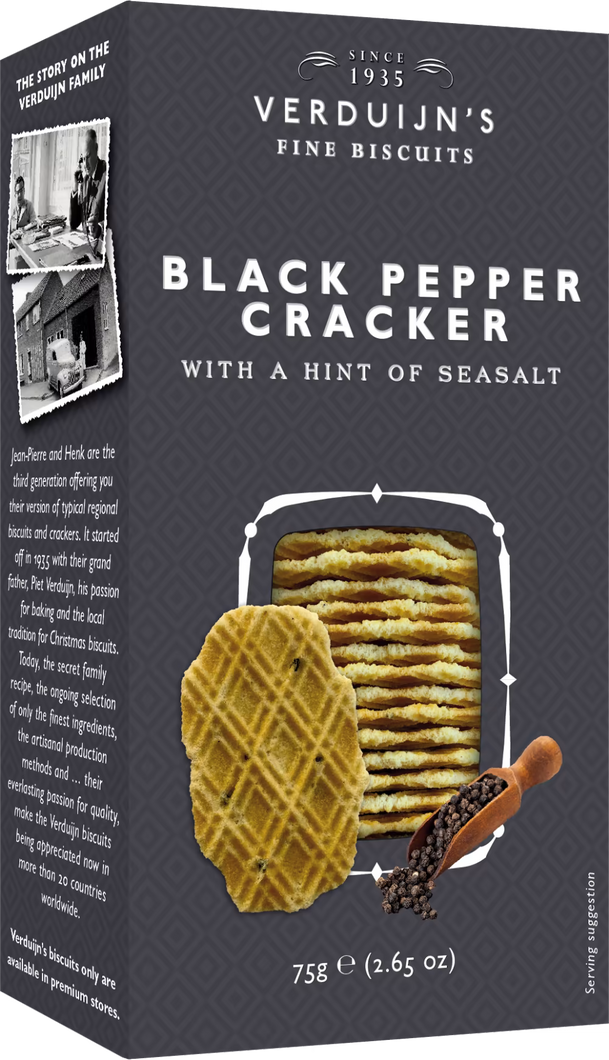 Verduijn's Black Pepper Crackers With Sea Salt, 75g