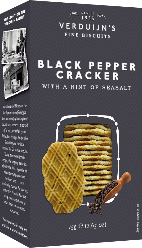 Verduijn's Black Pepper Crackers With Sea Salt, 75g